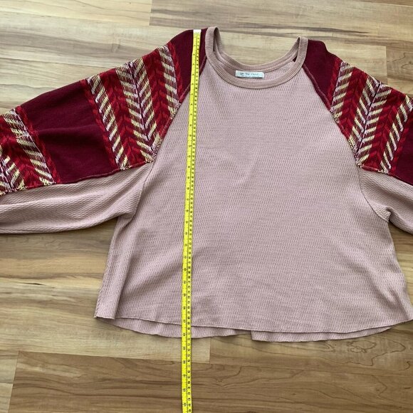 Free People Rainbow Dreams Top Arizona Sands Size Large OB978656 Balloon Sleeve - Picture 5 of 13